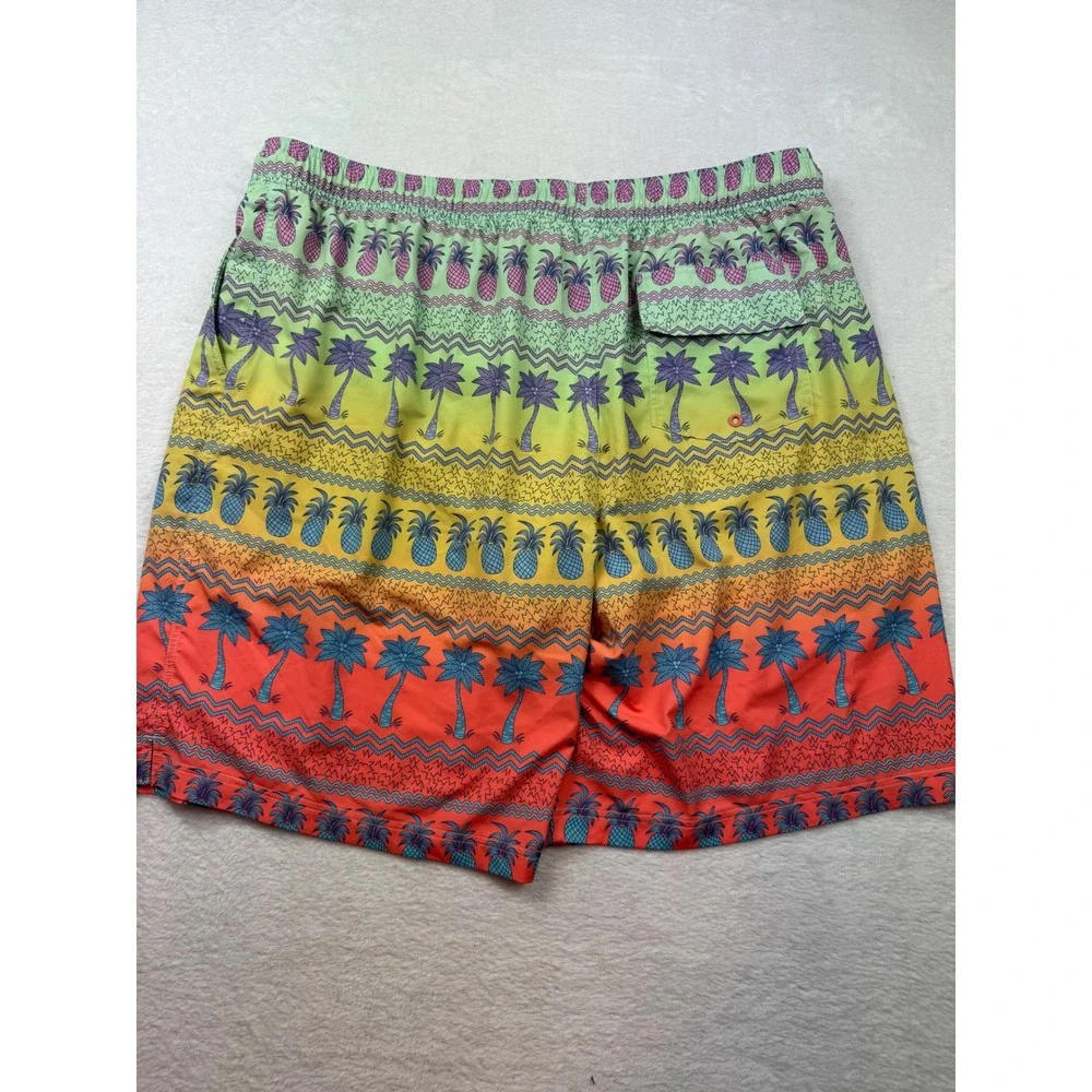 Caribbean Swimwear Mens 2XB Board Shorts Tropical Pineapple Palm Tree Ombre